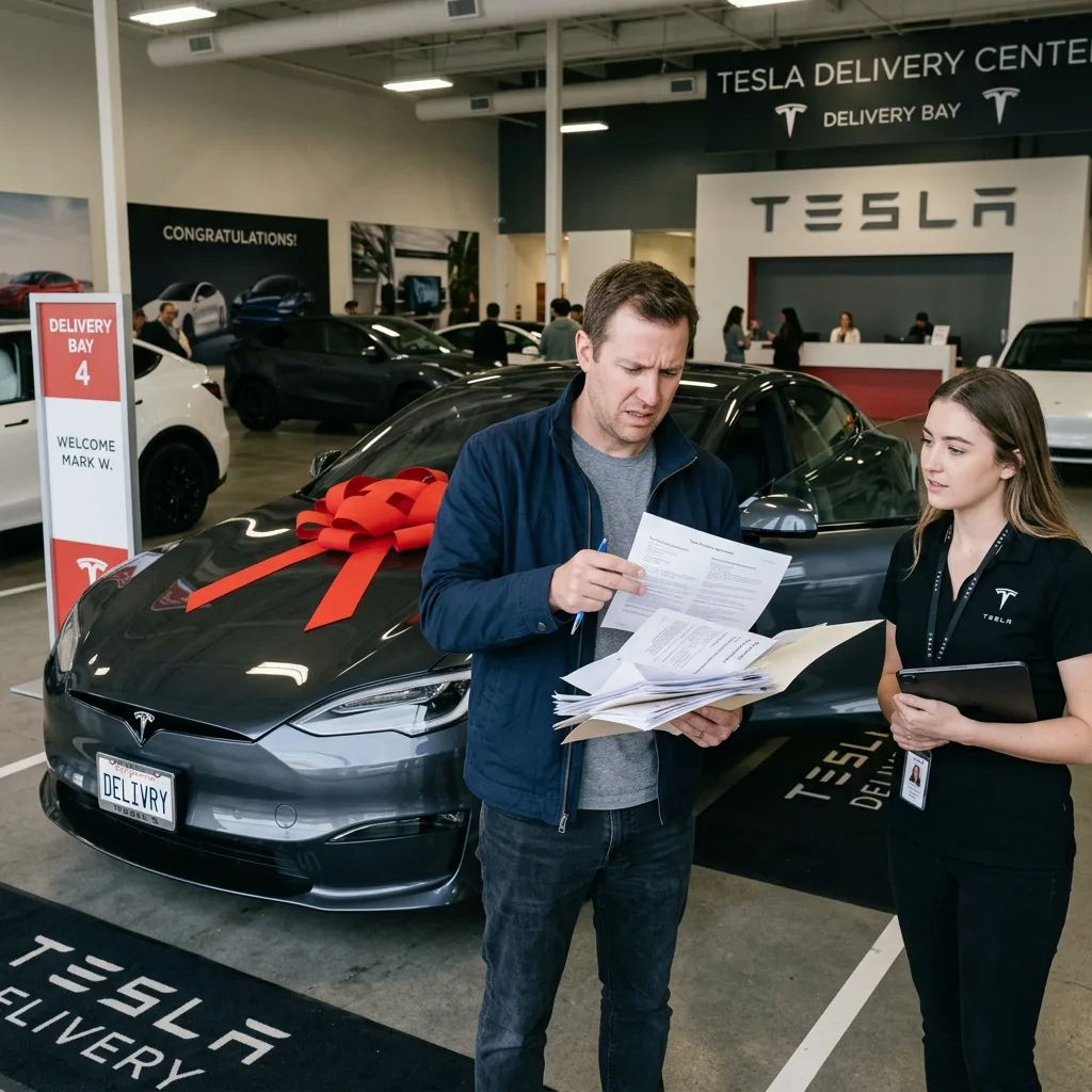 Tesla delivery delay paperwork issue with electronic title in print held status