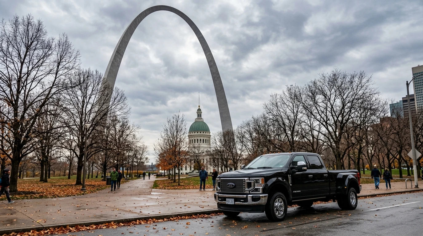 Missouri vehicle tax Gateway Arch St. Louis with Ford F-350