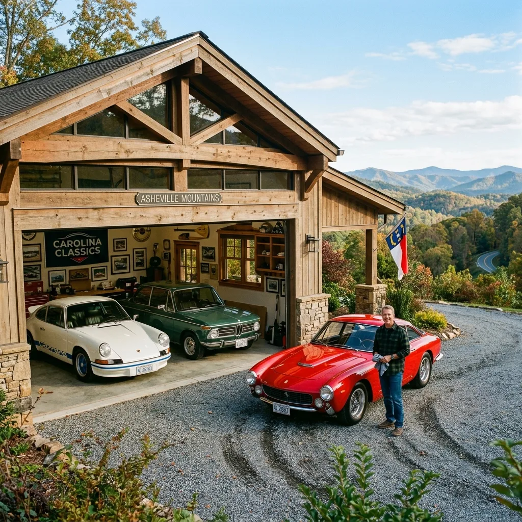 Classic car collection Asheville North Carolina garage vintage vehicles