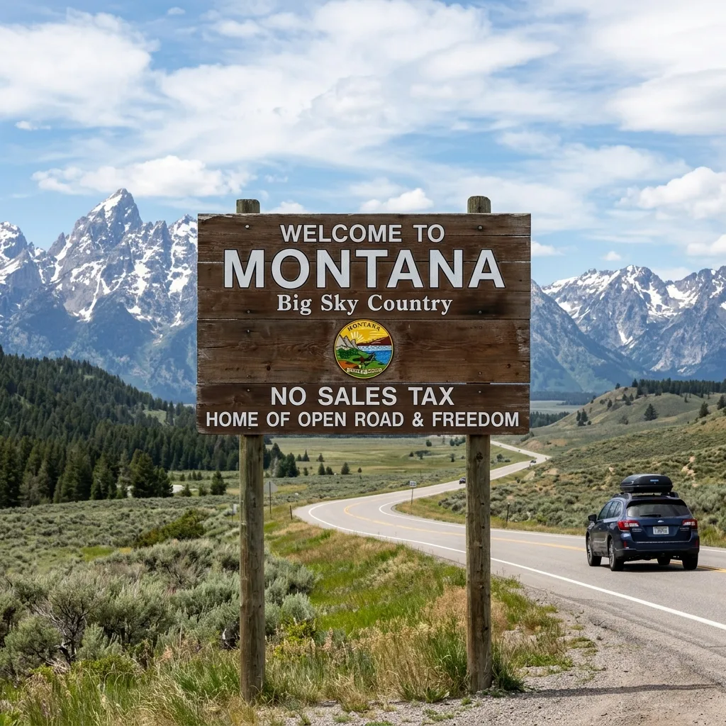 Welcome to Montana highway sign mountain landscape big sky country open road freedom