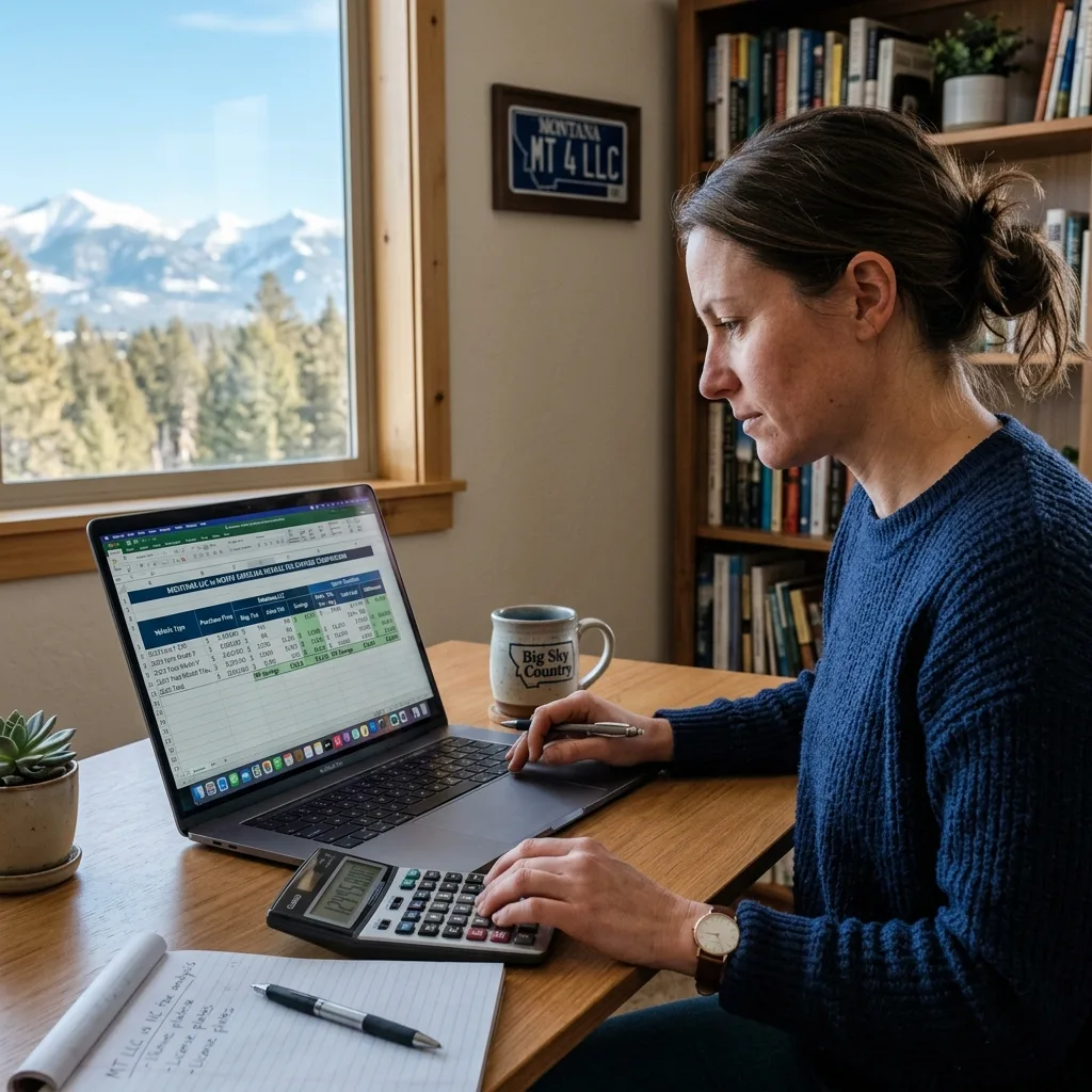 Person on laptop reviewing vehicle tax savings calculator Montana LLC vs North Carolina registration