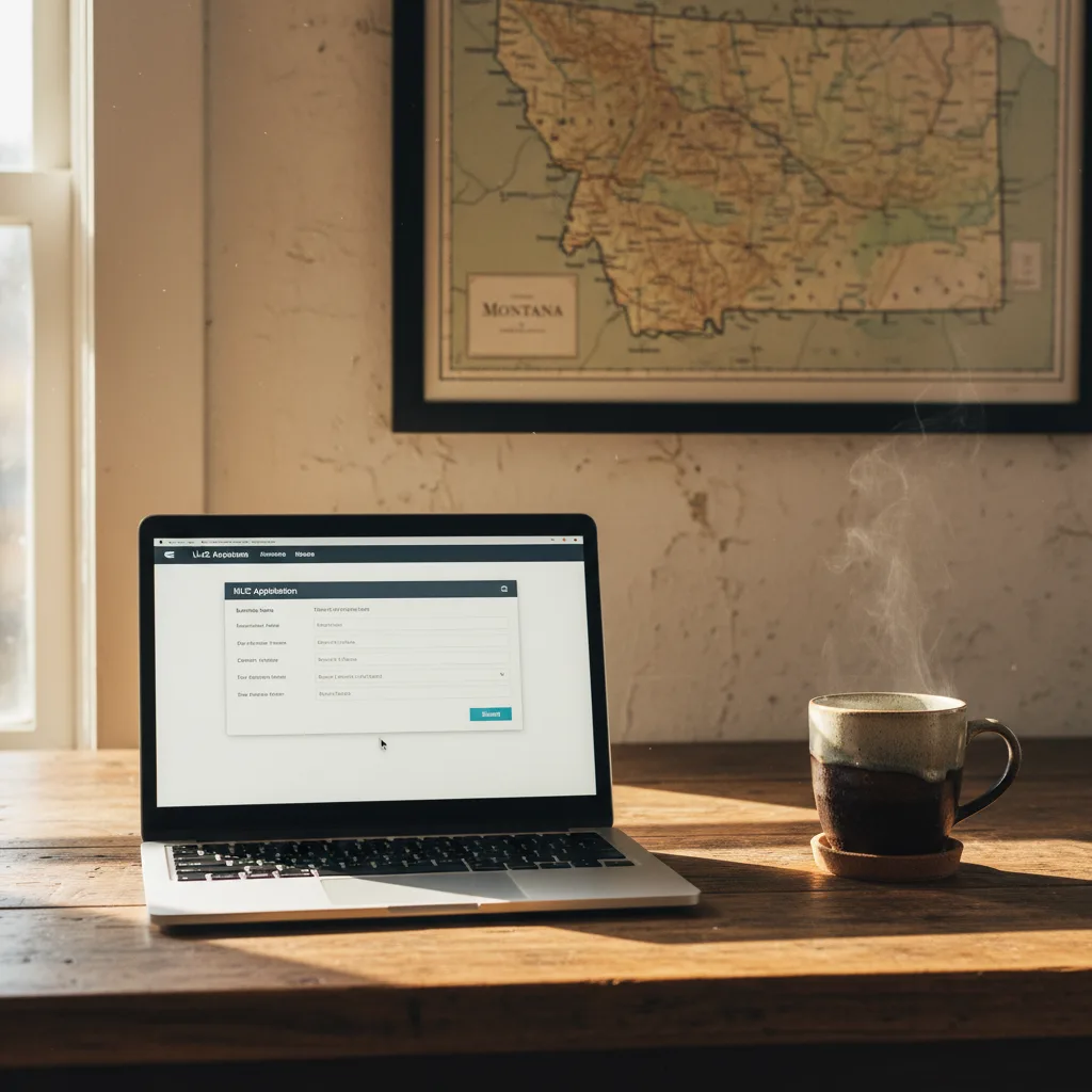 Montana LLC application process on laptop