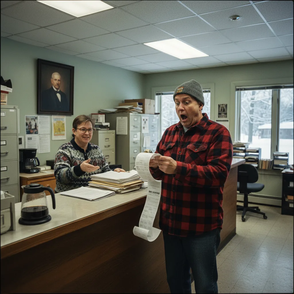 Person at Manchester NH town clerk counter shocked at vehicle registration fees