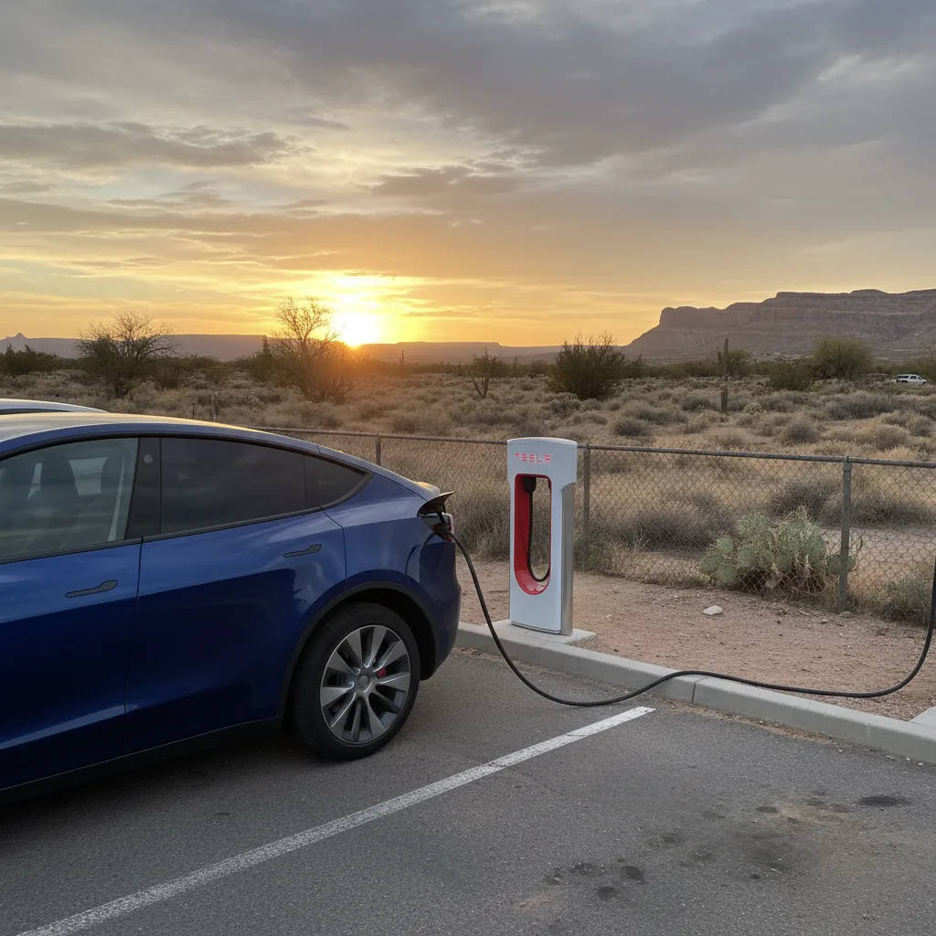 Tesla Model Y charging at DC fast charger New Mexico EV surcharge