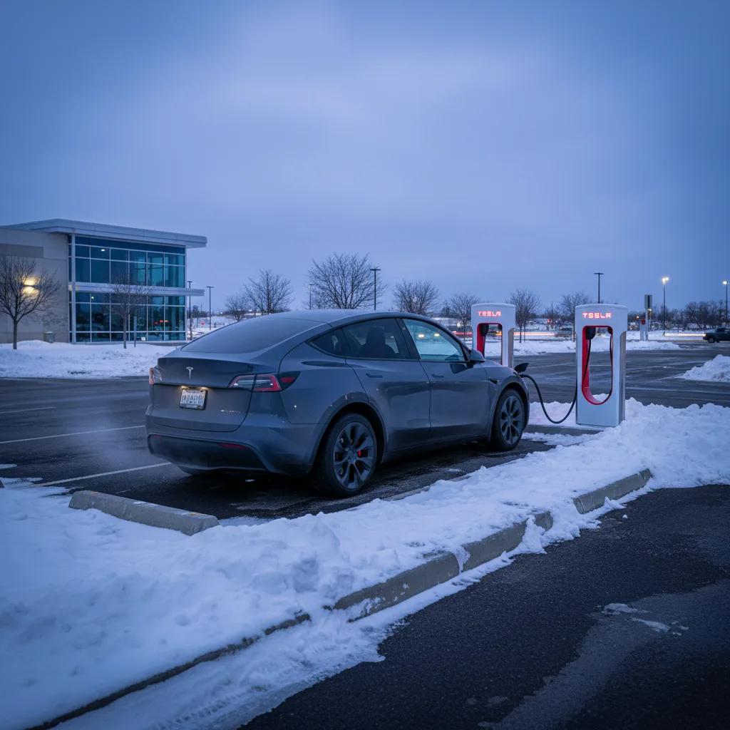 Tesla Model Y charging station Grand Forks North Dakota EV surcharge