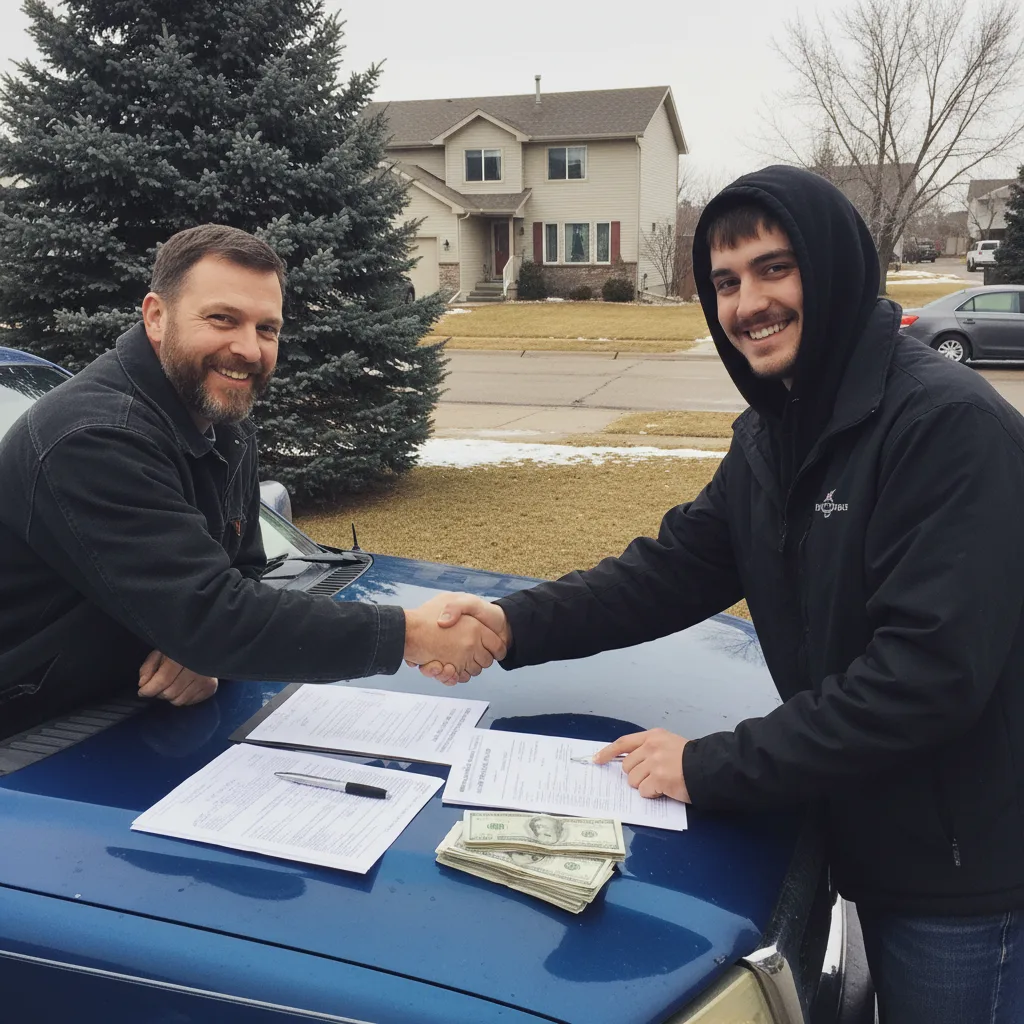 private party vehicle sale North Dakota driveway pickup truck