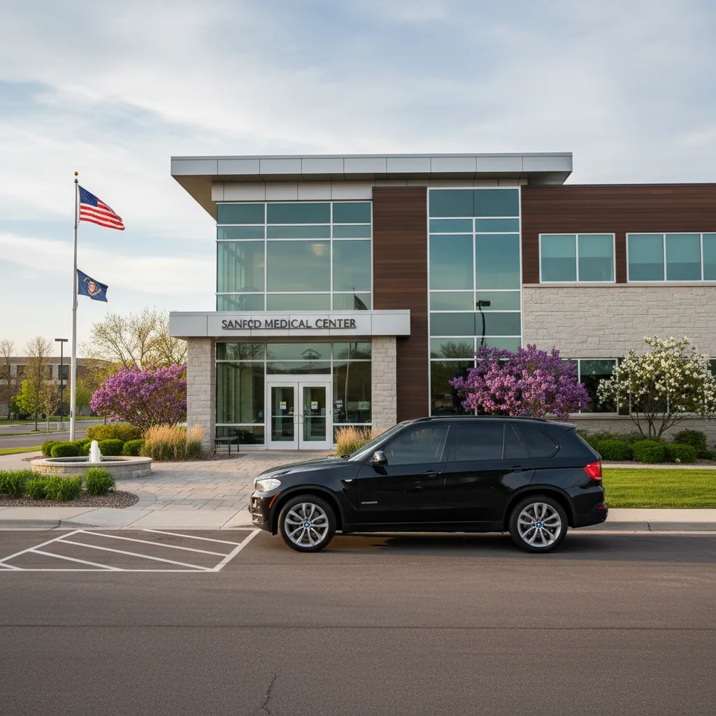 black BMW X5 parked at Fargo North Dakota medical office