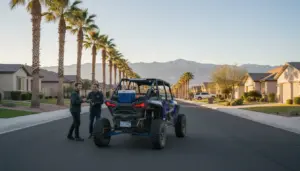 Nevada Polaris RZR Turbo S on Henderson street with Montana license plate
