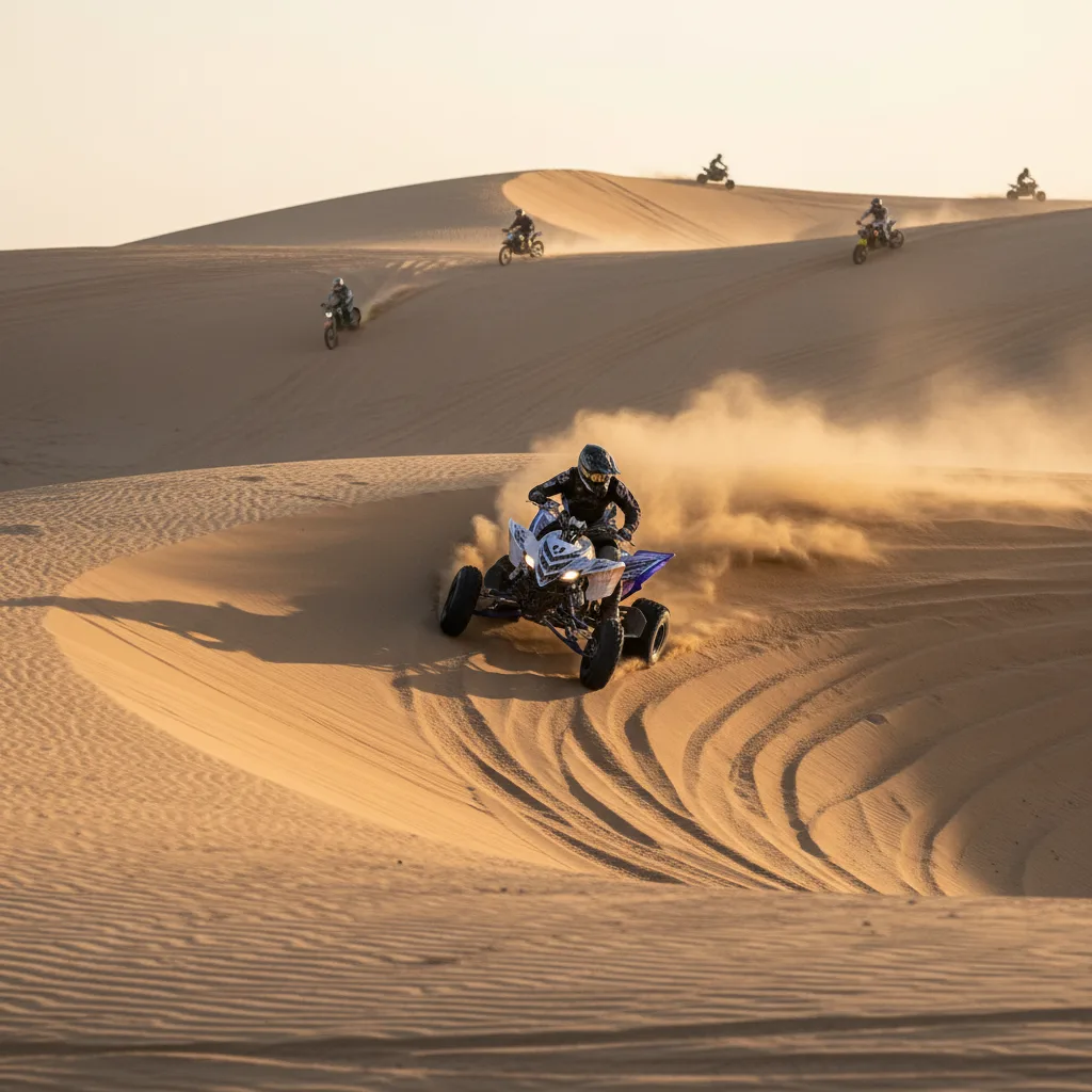 UTV cresting Sand Mountain dune near Fallon Nevada