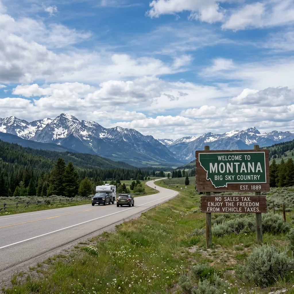 Welcome to Montana highway sign vehicle registration tax savings
