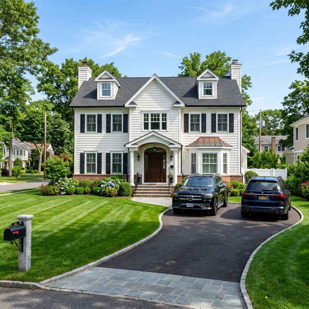 Range Rover Land Rover luxury SUV parked New York City upscale neighborhood