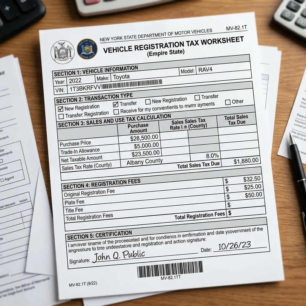 New York DMV vehicle registration tax form