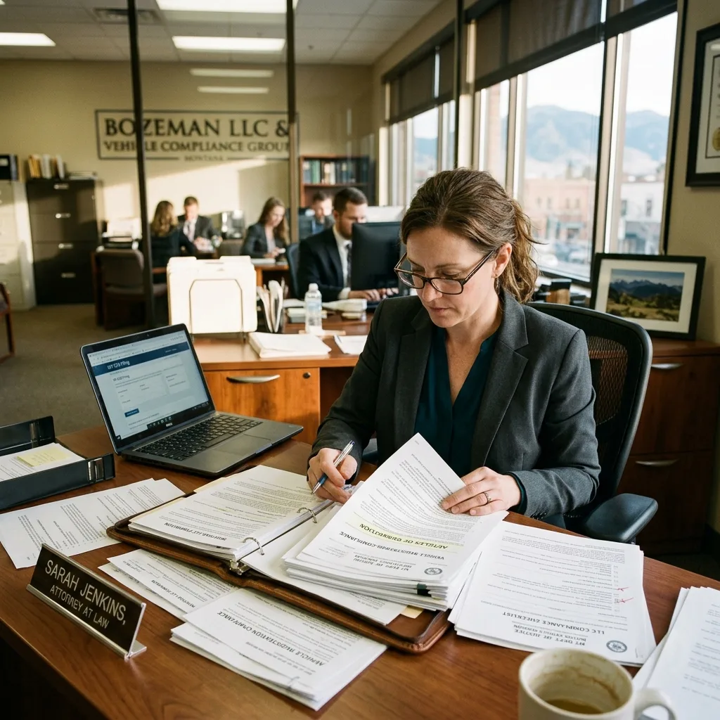 Attorney reviewing Montana LLC vehicle registration legal compliance