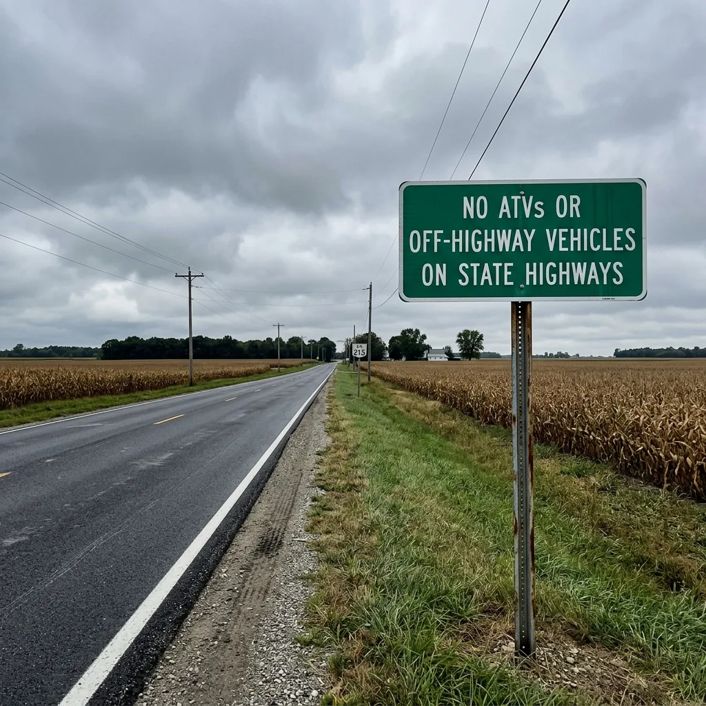 Ohio highway road sign no ATVs off-highway vehicles on state highways ORC 4519.40 ban