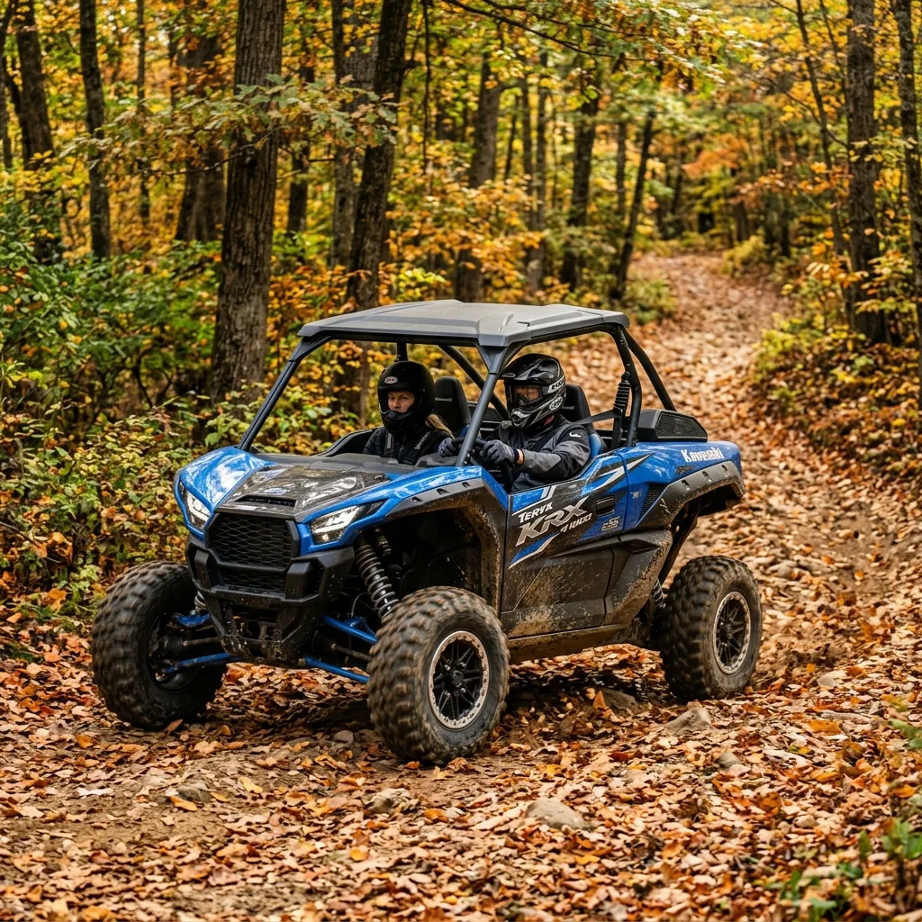 Kawasaki Teryx KRX 4 1000 metallic blue Wayne National Forest OHV trail southeastern Ohio