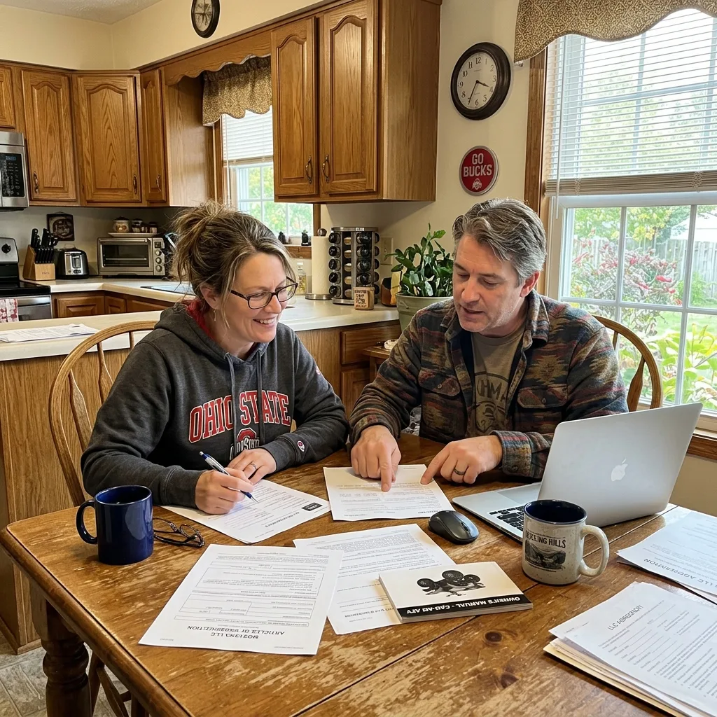 Ohio couple kitchen table laptop Montana LLC ATV registration paperwork permanent plate process