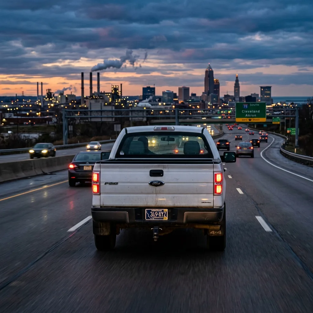 Montana license plate on truck driving through Ohio