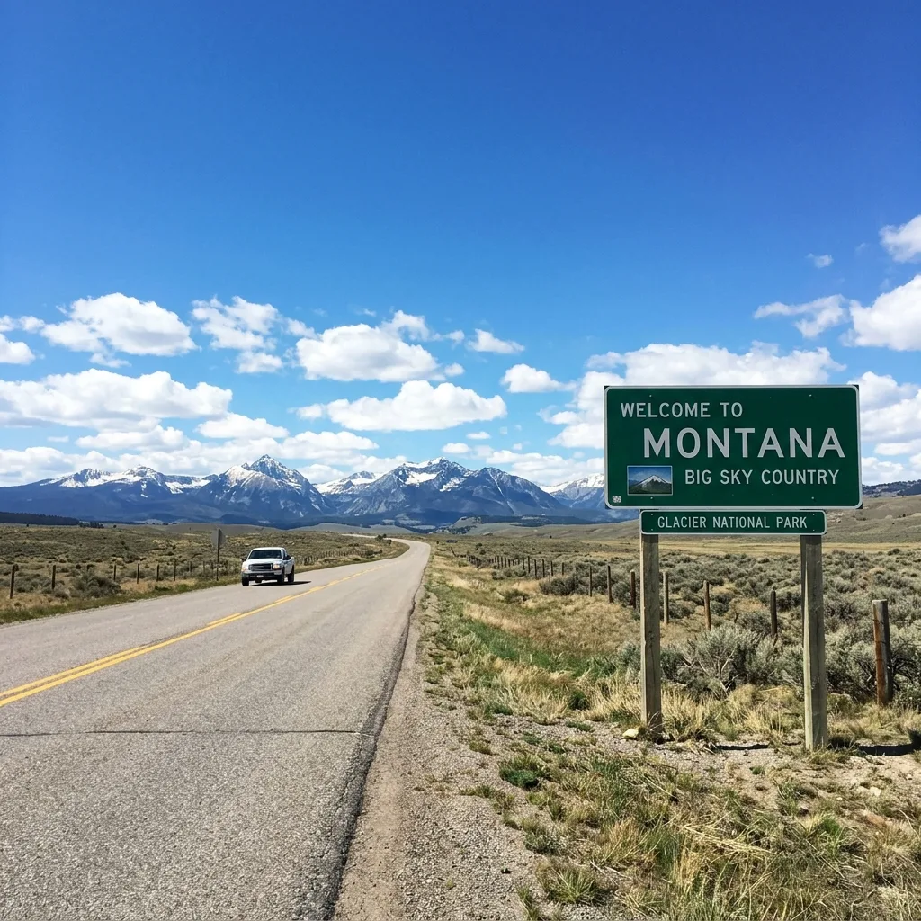 Welcome to Montana road sign with Rocky Mountains Montana LLC registration