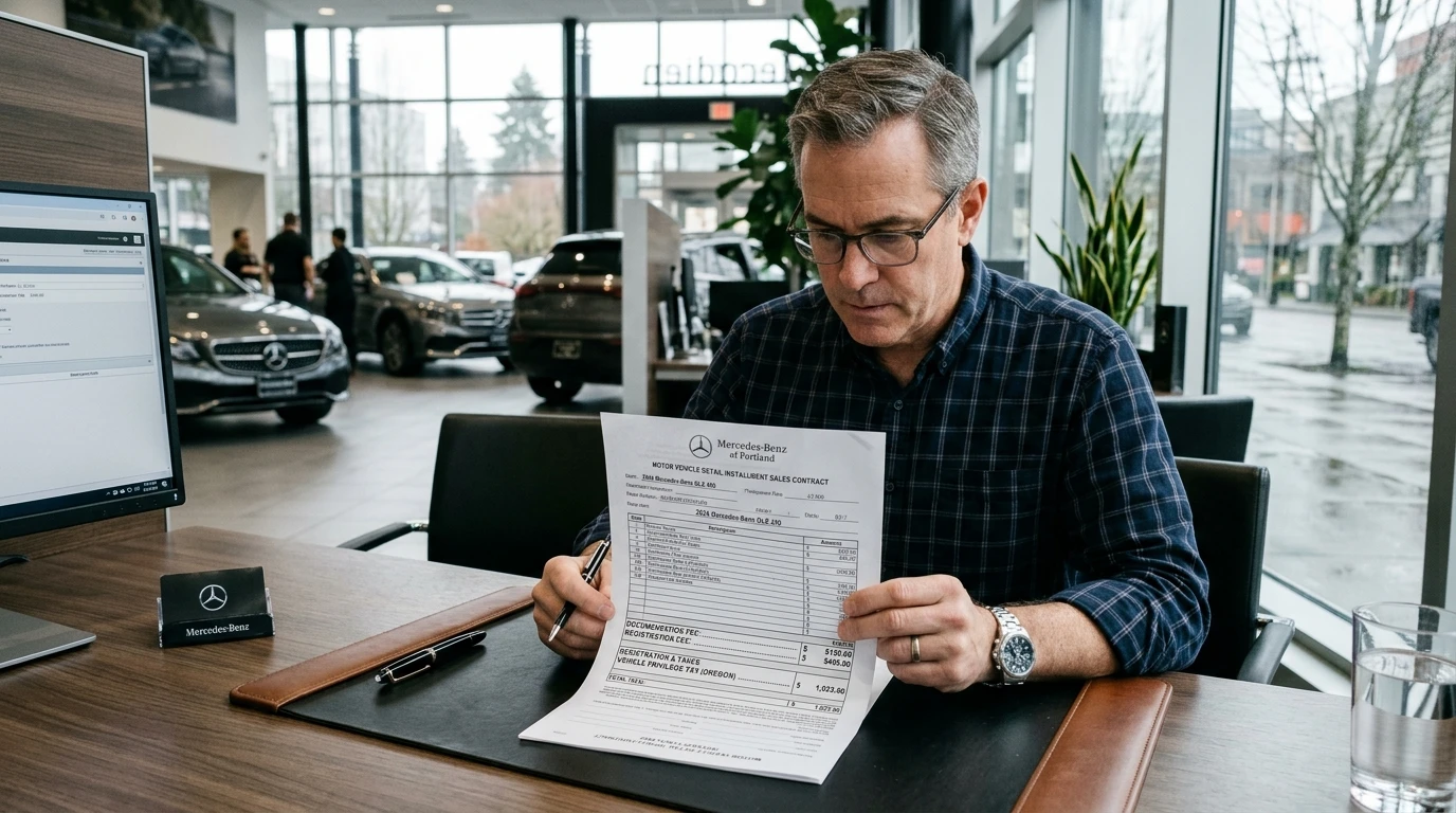 Oregon vehicle privilege tax charge on a Mercedes-Benz sales contract in Portland dealership