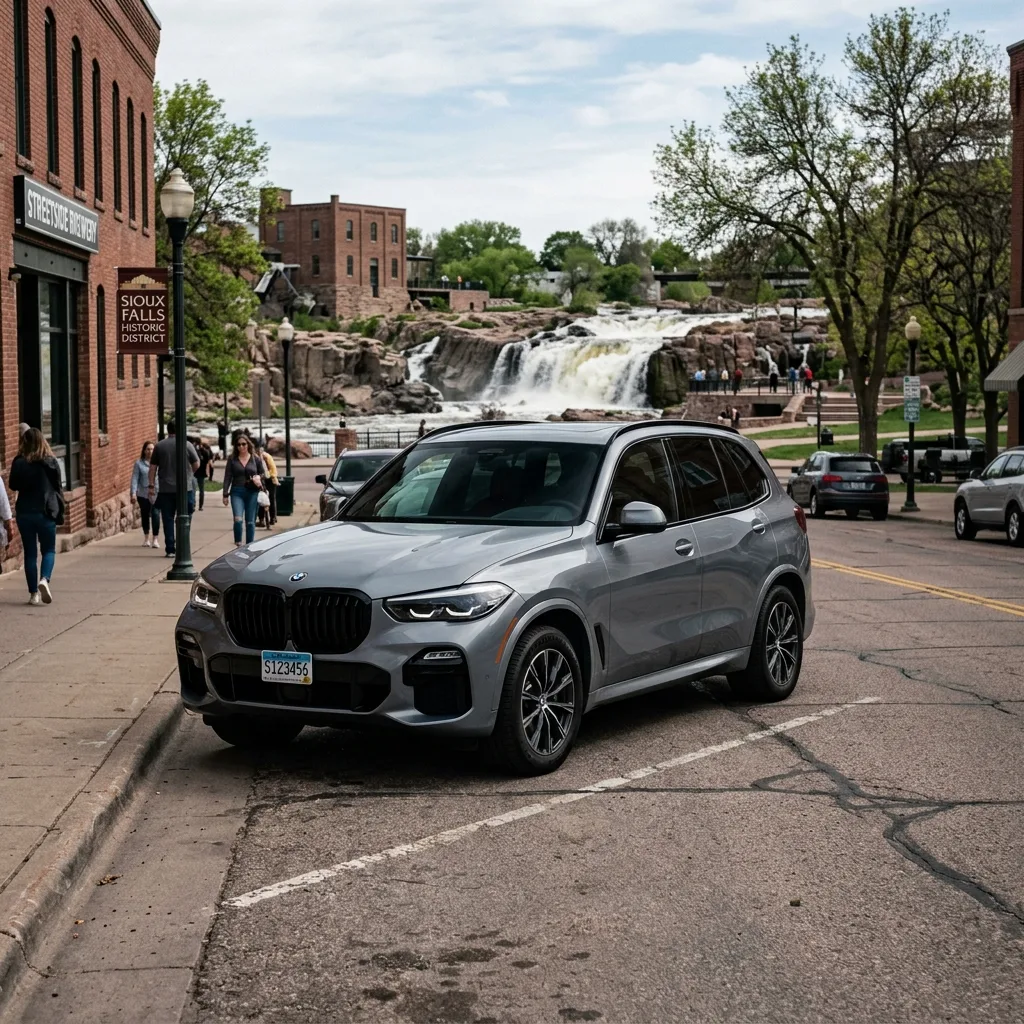 2024 BMW X5 xDrive40i parked in Sioux Falls South Dakota near Falls Park