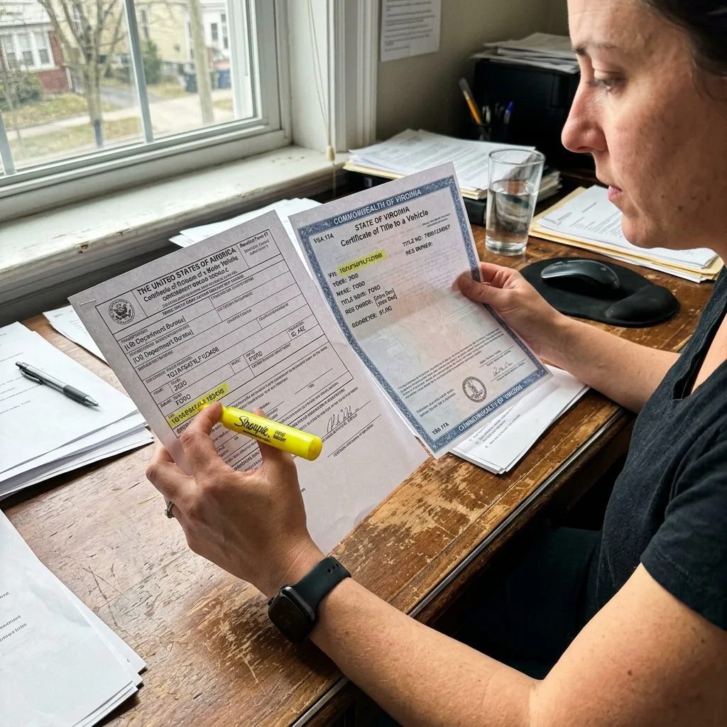 SF-97 federal release document and state vehicle title laid side by side for comparison