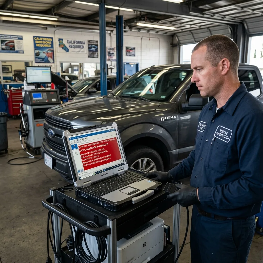 ECU diagnostic screen showing calibration verification scan failure
