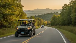 Tennessee ATV UTV registration - Kawasaki Teryx4 on paved county road with Montana plate