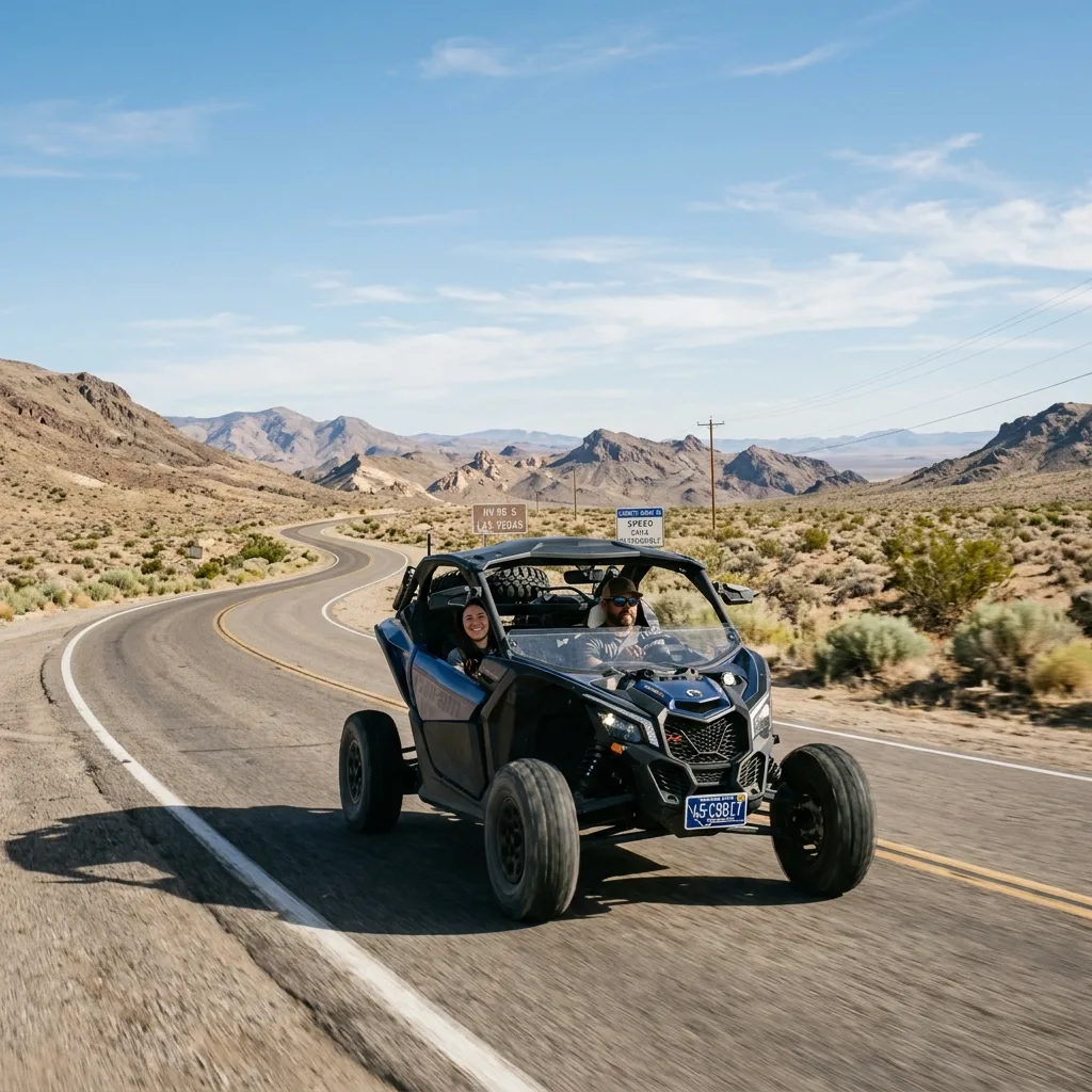 Street legal UTV with Montana plate driving on paved road