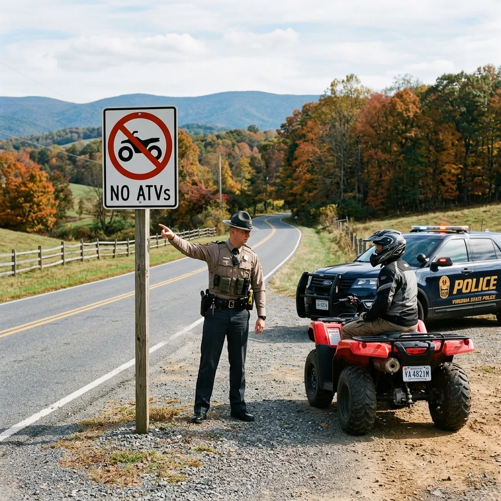 virginia off-road restrictions state police roadblock ATV rider stopped enforcement