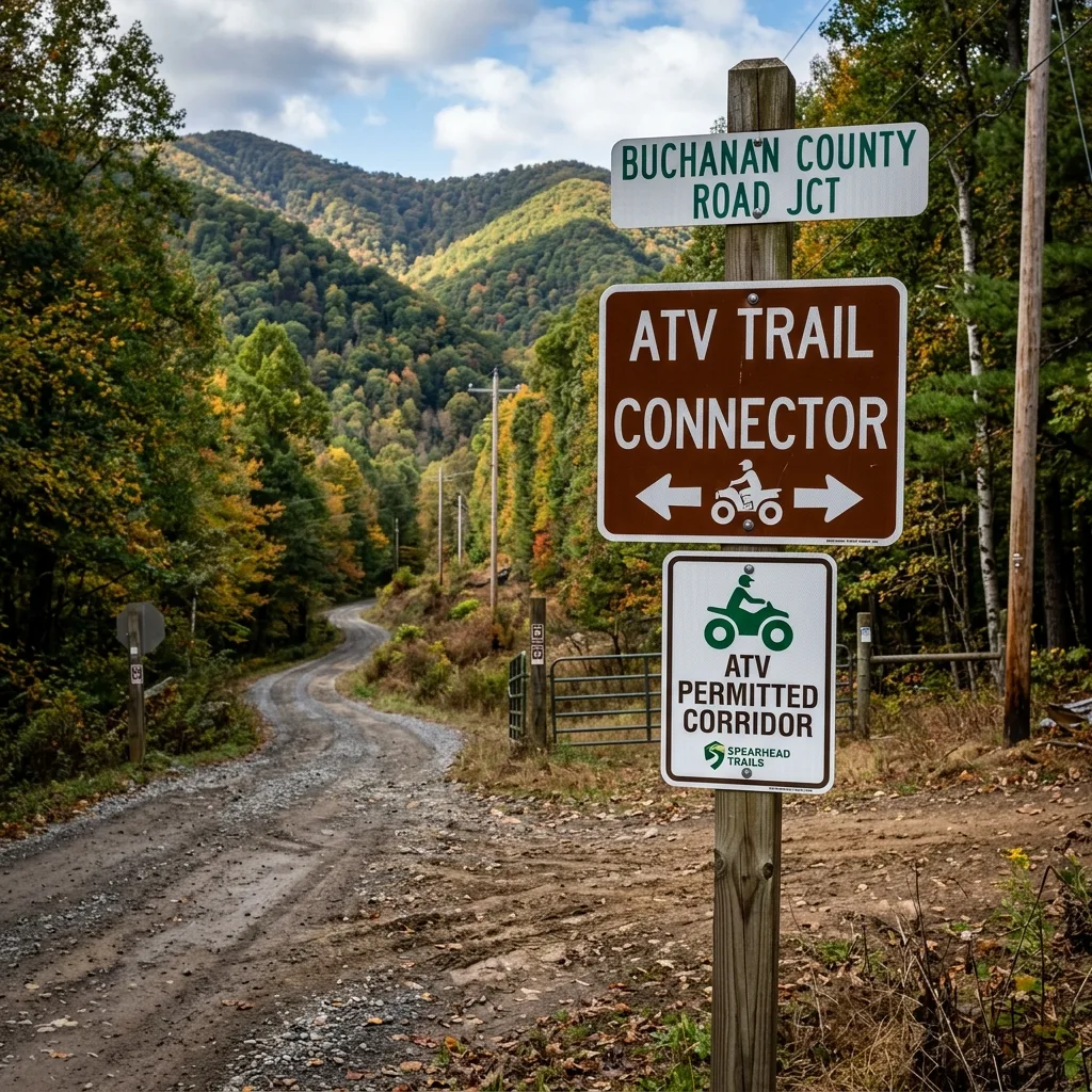 virginia off-road restrictions ATV trail connector sign Buchanan County Tazewell coal country