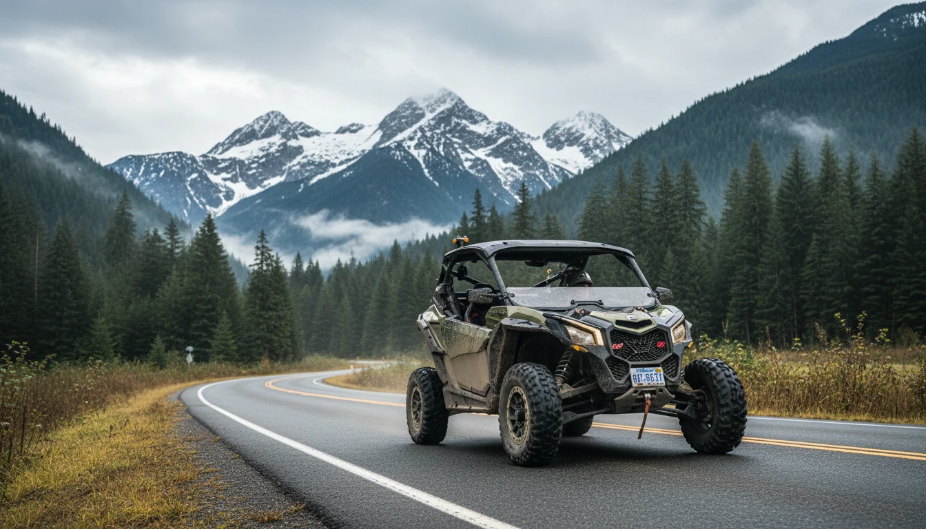 Washington Can-Am Maverick X3 on rural road with Montana license plate